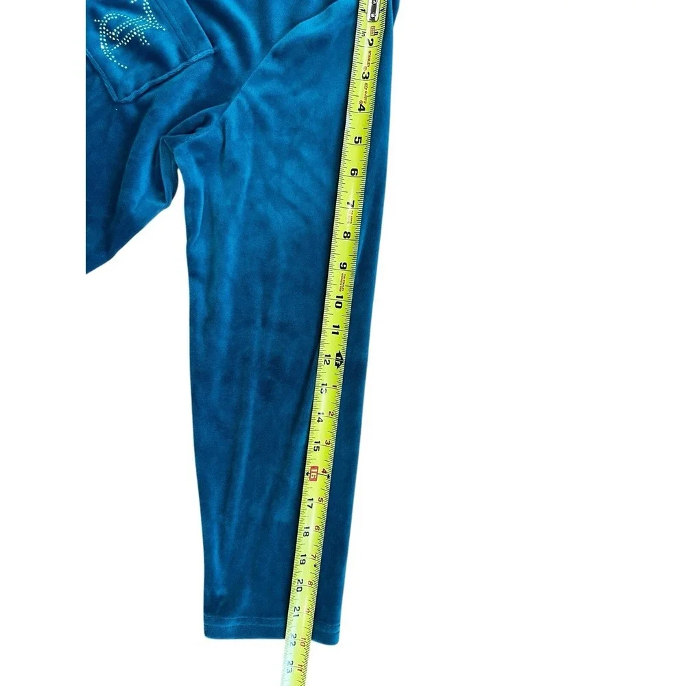Juicy Couture Teal Velour Pajama Set Rhinestone Logo Sleepwear‎ 8329-47 Womens L
